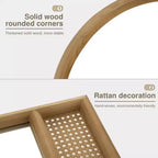 Miroir Mural PexFix Classique à Cadre en Bois Cintré avec Bas en Rotin