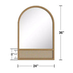 Miroir Mural PexFix Classique à Cadre en Bois Cintré avec Bas en Rotin
