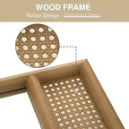 Miroir Mural PexFix Classique à Cadre en Bois Cintré avec Bas en Rotin