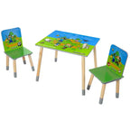 Minecraft Kids Wooden Table & Chair Set - Green & Blue, 3-Piece Decor
