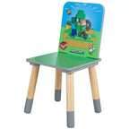Ensemble Table et 2 Chaises en Bois pour Enfants Minecraft - Décoration 3 Pièces Vert & Bleu