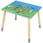 Ensemble Table et 2 Chaises en Bois pour Enfants Minecraft - Décoration 3 Pièces Vert & Bleu