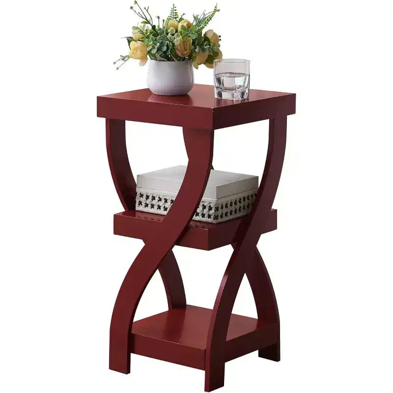 Table d'appoint en bois à 3 niveaux Kings Brand Furniture avec étagères - Table de chevet carrée pour chambre ou étagère à livres