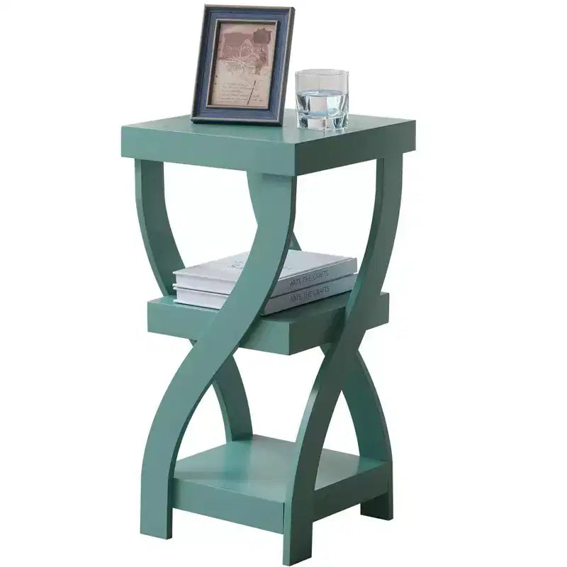Table d'appoint en bois à 3 niveaux Kings Brand Furniture avec étagères - Table de chevet carrée pour chambre ou étagère à livres