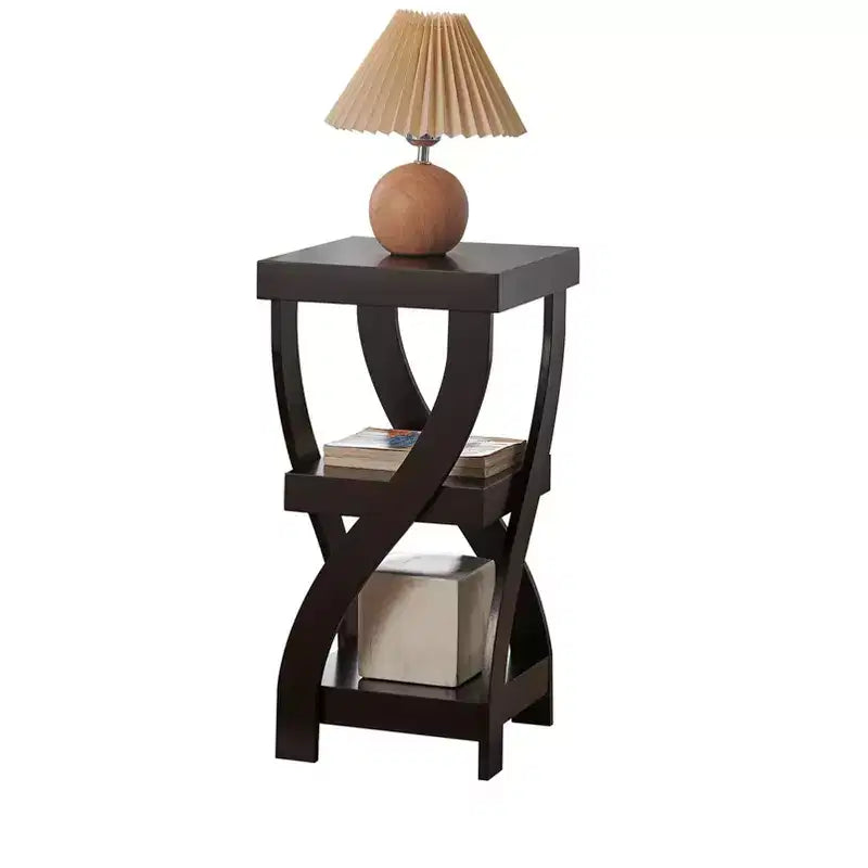 Table d'appoint en bois à 3 niveaux Kings Brand Furniture avec étagères - Table de chevet carrée pour chambre ou étagère à livres