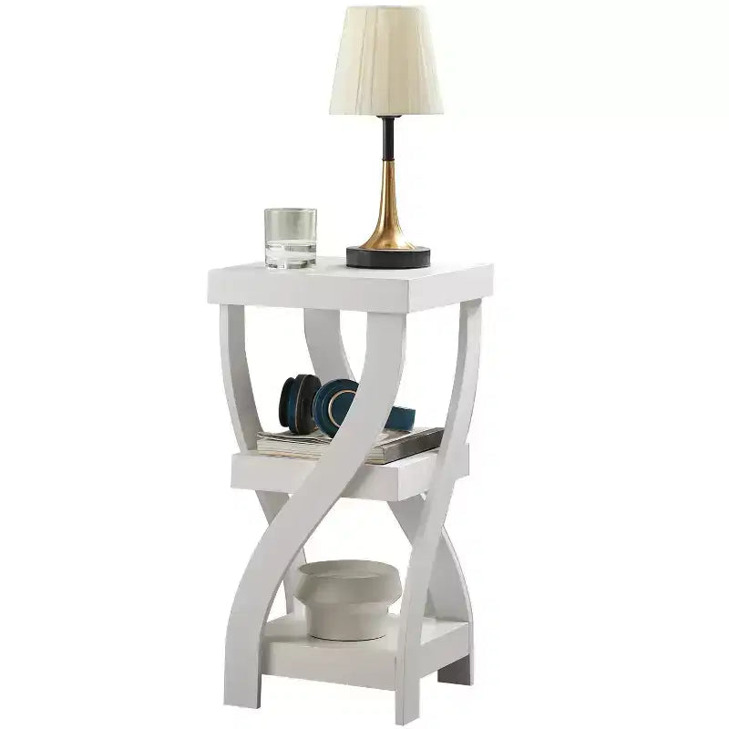 Table d'appoint en bois à 3 niveaux Kings Brand Furniture avec étagères - Table de chevet carrée pour chambre ou étagère à livres