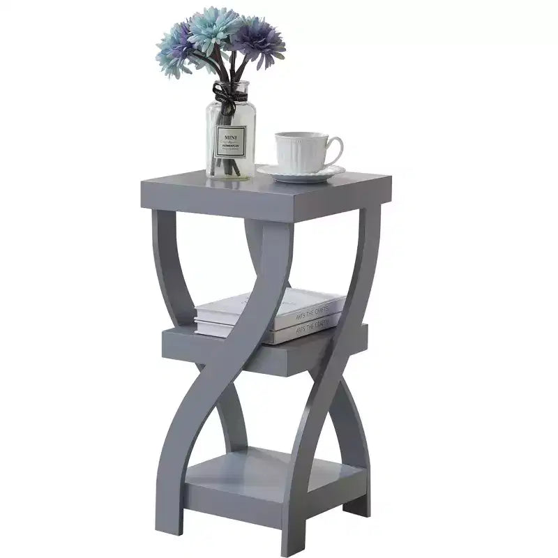 Table d'appoint en bois à 3 niveaux Kings Brand Furniture avec étagères - Table de chevet carrée pour chambre ou étagère à livres