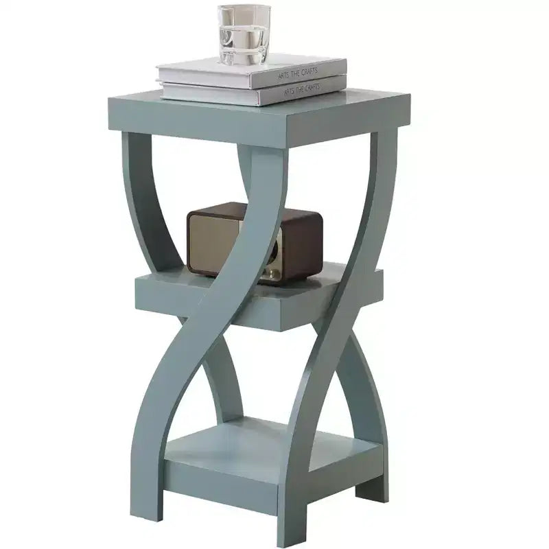 Table d'appoint en bois à 3 niveaux Kings Brand Furniture avec étagères - Table de chevet carrée pour chambre ou étagère à livres