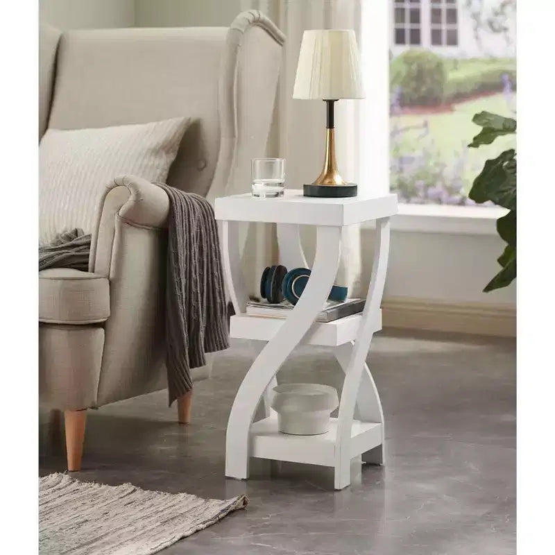 Table d'appoint en bois à 3 niveaux Kings Brand Furniture avec étagères - Table de chevet carrée pour chambre ou étagère à livres