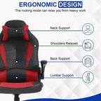 Chaise de bureau BestMassage Chaise de jeu Chaise de bureau d'ordinateur avec support lombaire et appui-tête réglable et chaise de joueur en cuir PU pour adultes