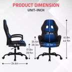BestMassage Chaise de jeu Chaise de bureau avec soutien lombaire Hauteur réglable Cuir PU Chaise de direction pour femmes, hommes et adultes