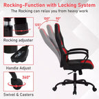 BestMassage Chaise de jeu Chaise de bureau avec soutien lombaire Hauteur réglable Cuir PU Chaise de direction pour femmes, hommes et adultes