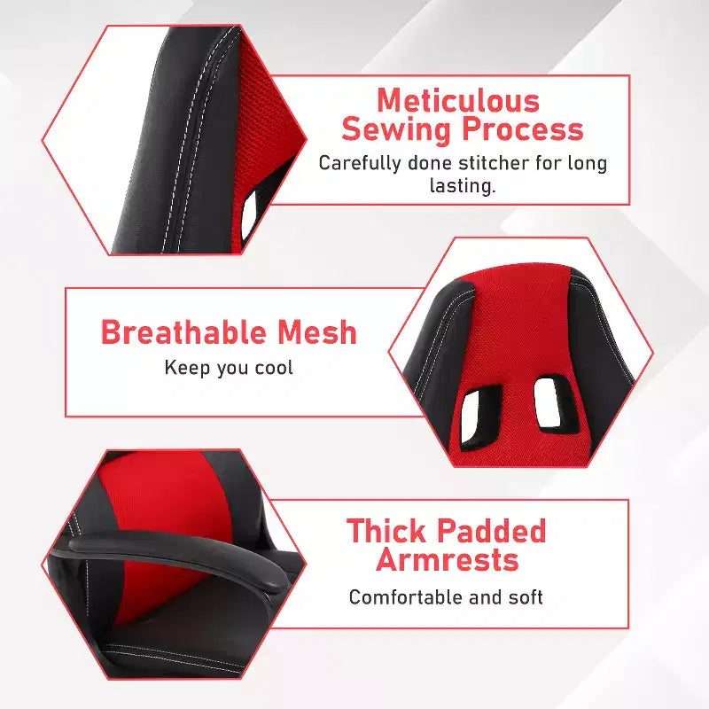 BestMassage Chaise de jeu Chaise de bureau avec soutien lombaire Hauteur réglable Cuir PU Chaise de direction pour femmes, hommes et adultes