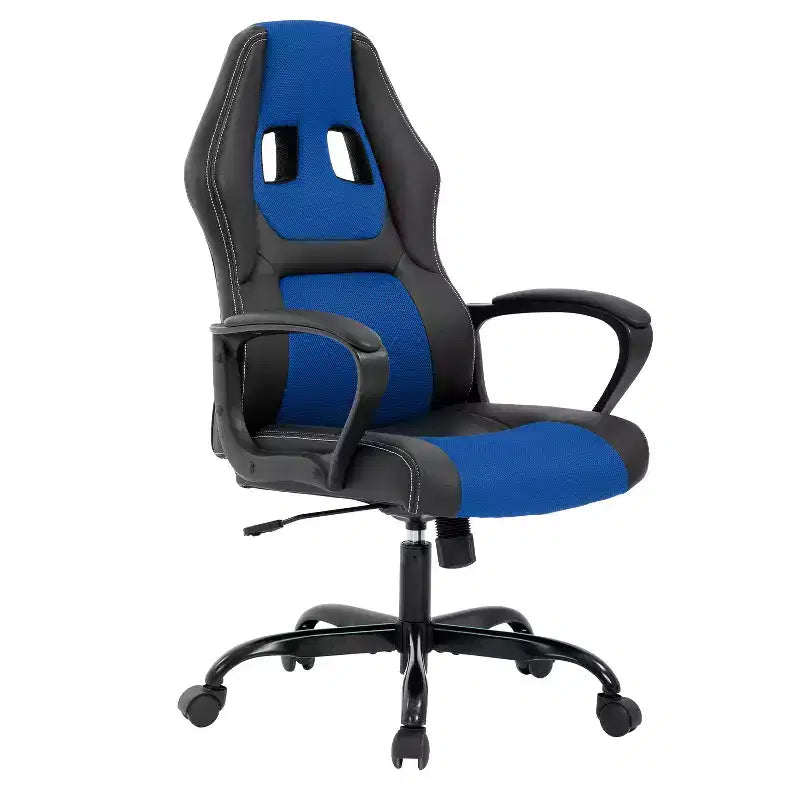 BestMassage Chaise de jeu Chaise de bureau avec soutien lombaire Hauteur réglable Cuir PU Chaise de direction pour femmes, hommes et adultes