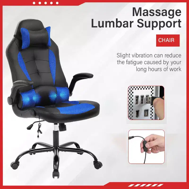Chaise de jeu FDW Chaise de bureau avec support lombaire Chaises de jeu vidéo en cuir PU pour adultes