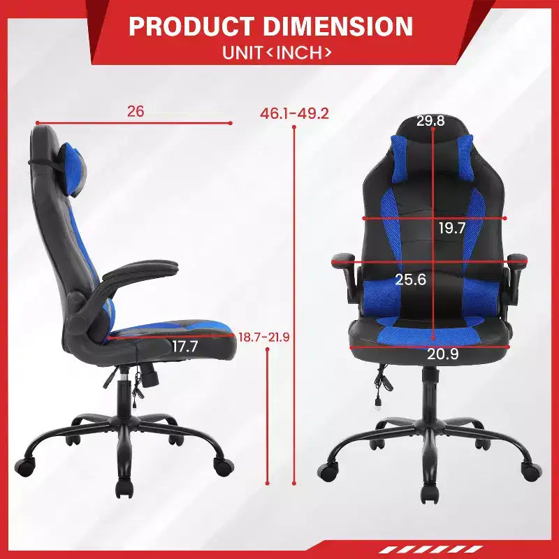 Chaise de jeu FDW Chaise de bureau avec support lombaire Chaises de jeu vidéo en cuir PU pour adultes