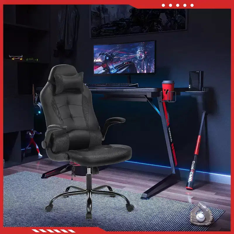 Chaise de jeu FDW Chaise de bureau avec support lombaire Chaises de jeu vidéo en cuir PU pour adultes