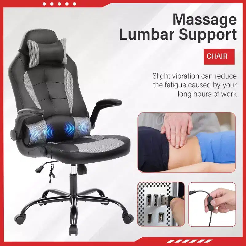 Chaise de jeu FDW Chaise de bureau avec support lombaire Chaises de jeu vidéo en cuir PU pour adultes