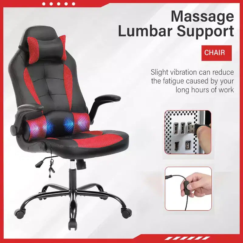 Chaise de jeu FDW Chaise de bureau avec support lombaire Chaises de jeu vidéo en cuir PU pour adultes