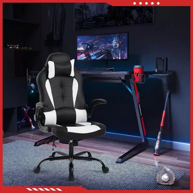 Chaise de jeu FDW Chaise de bureau avec support lombaire Chaises de jeu vidéo en cuir PU pour adultes