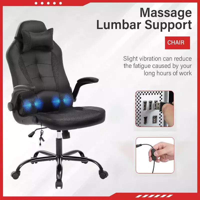 Chaise de jeu FDW Chaise de bureau avec support lombaire Chaises de jeu vidéo en cuir PU pour adultes