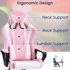 Chaise de bureau BestMassage Gaming Chair à dossier haut avec support lombaire, fonction massage et roulettes en cuir PU pour adultes et adolescents