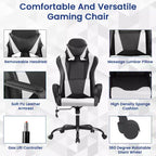 Chaise de bureau BestMassage Gaming Chair à dossier haut avec support lombaire, fonction massage et roulettes en cuir PU pour adultes et adolescents