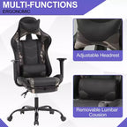 Chaise de jeu BestMassage, chaise de gamer avec support lombaire et repose-pieds, conception pivotante roulante, chaise de bureau pour la maison et le jeu