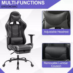 Chaise de jeu BestMassage, chaise de gamer avec support lombaire et repose-pieds, conception pivotante roulante, chaise de bureau pour la maison et le jeu