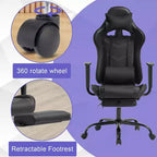 Chaise de jeu BestMassage, chaise de gamer avec support lombaire et repose-pieds, conception pivotante roulante, chaise de bureau pour la maison et le jeu