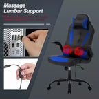 Chaise de jeu BestMassage, chaise de bureau avec support lombaire, revêtement en similicuir et base pivotante à roulettes pour le jeu sur PC et l'utilisation exécutive