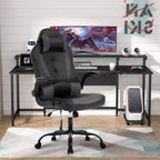 Chaise de jeu BestMassage, chaise de bureau avec support lombaire, revêtement en similicuir et base pivotante à roulettes pour le jeu sur PC et l'utilisation exécutive