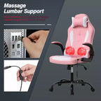 Chaise de jeu BestMassage, chaise de bureau avec support lombaire, revêtement en similicuir et base pivotante à roulettes pour le jeu sur PC et l'utilisation exécutive