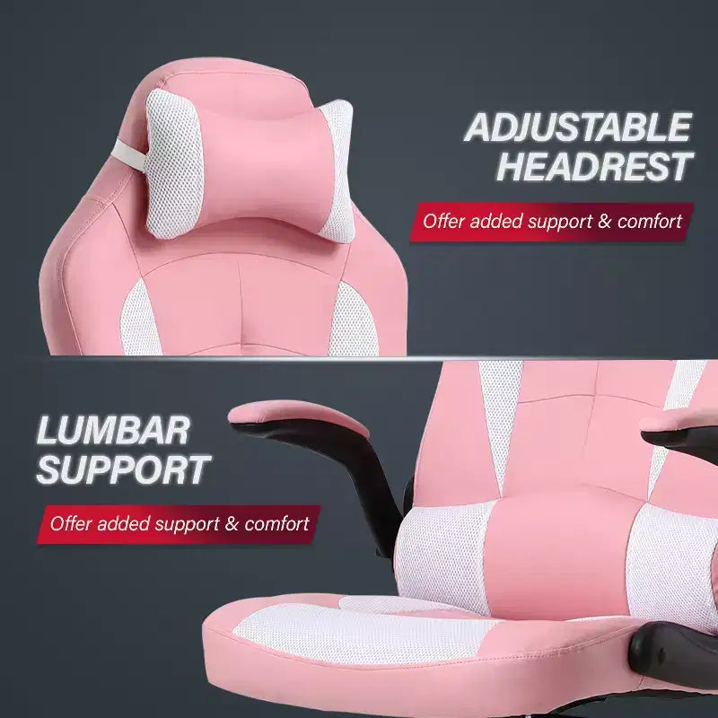 Chaise de jeu BestMassage, chaise de bureau avec support lombaire, revêtement en similicuir et base pivotante à roulettes pour le jeu sur PC et l'utilisation exécutive