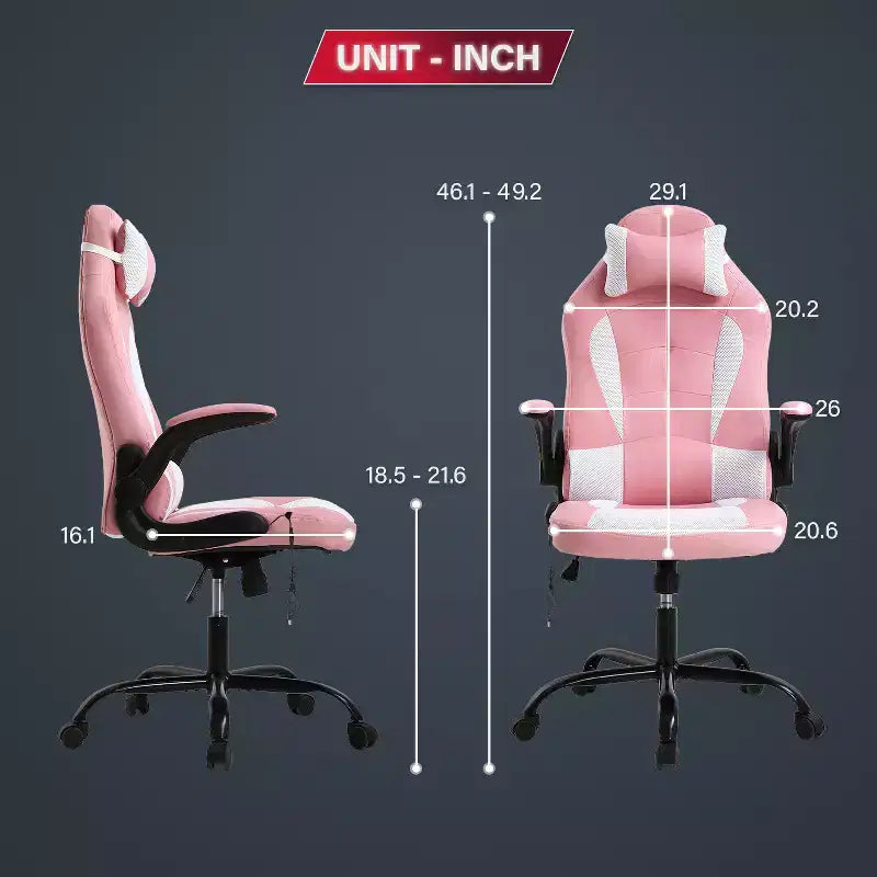 Chaise de jeu BestMassage, chaise de bureau avec support lombaire, revêtement en similicuir et base pivotante à roulettes pour le jeu sur PC et l'utilisation exécutive