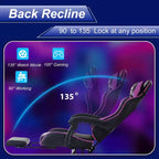 FDW Chaise de jeu Chaise de bureau de course avec repose-pieds Support lombaire Appui-tête Accoudoir Chaise de gamer PC réglable à roulettes pivotante