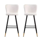 Christopher Knight Home Aveline 30'' Modern Upholstered Bar Stools with Gold-Tipped Metal Legs (Set of 2)