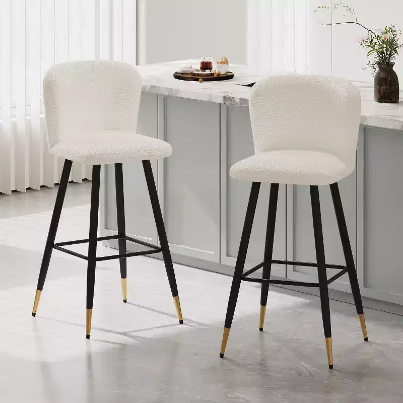 Tabourets de bar rembourrés modernes Christopher Knight Home Aveline 30'' avec pieds en métal à embouts dorés (Lot de 2)