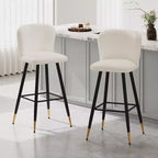 Tabourets de bar rembourrés modernes Christopher Knight Home Aveline 30'' avec pieds en métal à embouts dorés (Lot de 2)