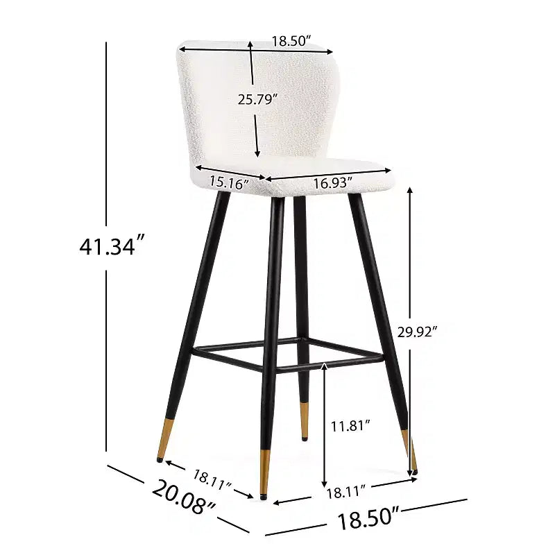 Tabourets de bar rembourrés modernes Christopher Knight Home Aveline 30'' avec pieds en métal à embouts dorés (Lot de 2)
