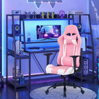 Chaise de jeu BestMassage, chaise de bureau avec support lombaire, appui-tête, accoudoirs et roulettes pivotantes pour joueurs de PC