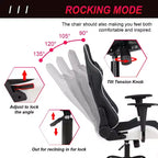 Chaise de jeu BestMassage, chaise de bureau avec support lombaire, appui-tête, accoudoirs et roulettes pivotantes pour joueurs de PC