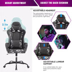 Chaise de bureau de jeu BestMassage Chaise de bureau Chaise d'ordinateur avec accoudoirs Support lombaire pivotant à 360° Chaise de direction pour adultes