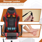 BestMassage Fauteuil de bureau gamer Racing avec fonction massage, soutien lombaire, en cuir PU pour adulte