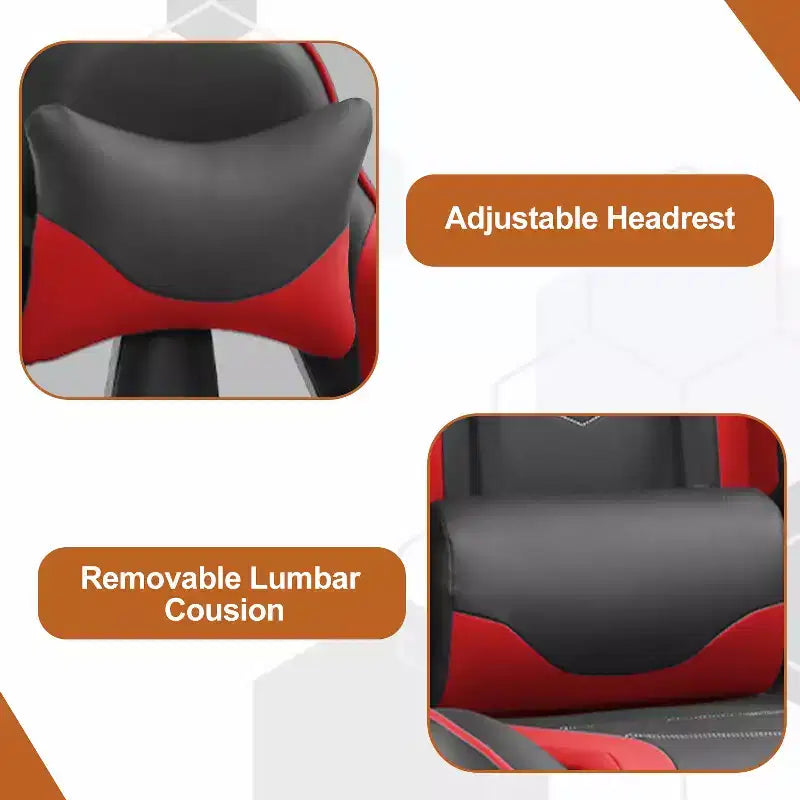 BestMassage Fauteuil de bureau gamer Racing avec fonction massage, soutien lombaire, en cuir PU pour adulte
