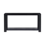 Caractéristiques distinctives d'une console minimaliste avec étagère inférieure et quatre pieds, adaptée à l'entrée, au couloir, au salon, au foyer.