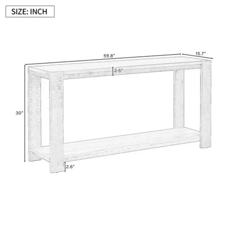 Caractéristiques distinctives d'une console minimaliste avec étagère inférieure et quatre pieds, adaptée à l'entrée, au couloir, au salon, au foyer.