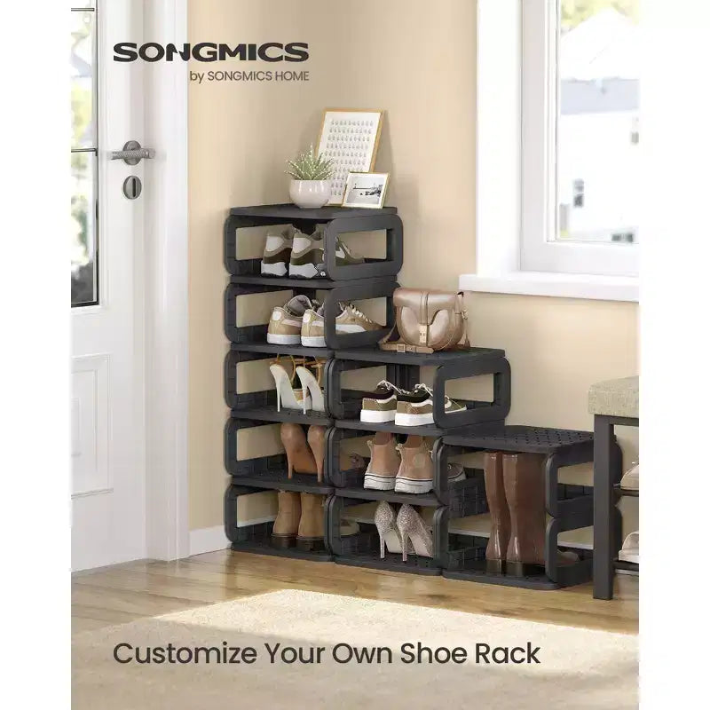 SONGMICS Meuble à Chaussures, Organisateur de Chaussures, 12 Étagères, Rangement de Chaussures, Étagère à Chaussures Étroite, Étagère Ouverte pour Entrée, Salon, Gain de Place