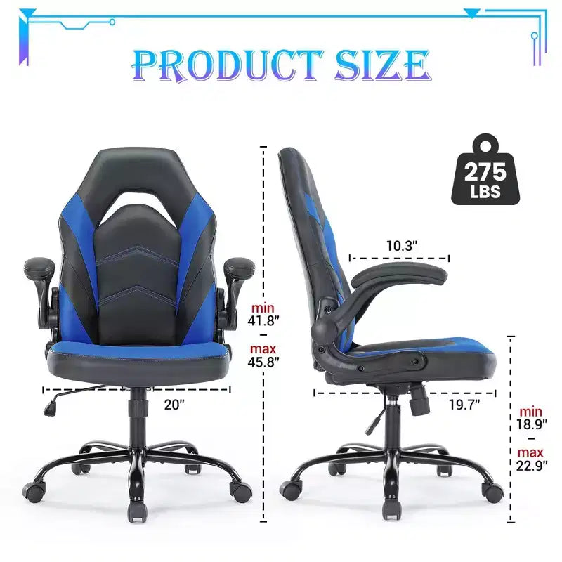 Chaise de jeu ultime JIONJOY : ergonomique, en cuir PU, chaise de bureau de direction avec accoudoirs relevables