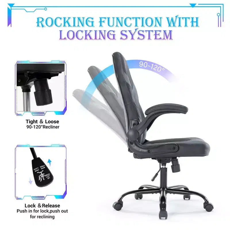 Chaise de jeu ultime JIONJOY : ergonomique, en cuir PU, chaise de bureau de direction avec accoudoirs relevables